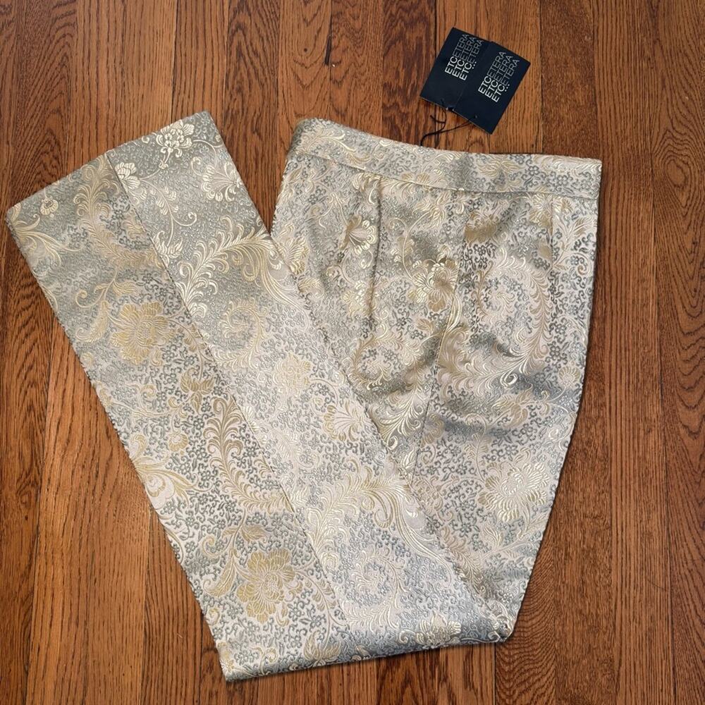 Vintage Etcetera Gold Paisley Print Baroque Pants